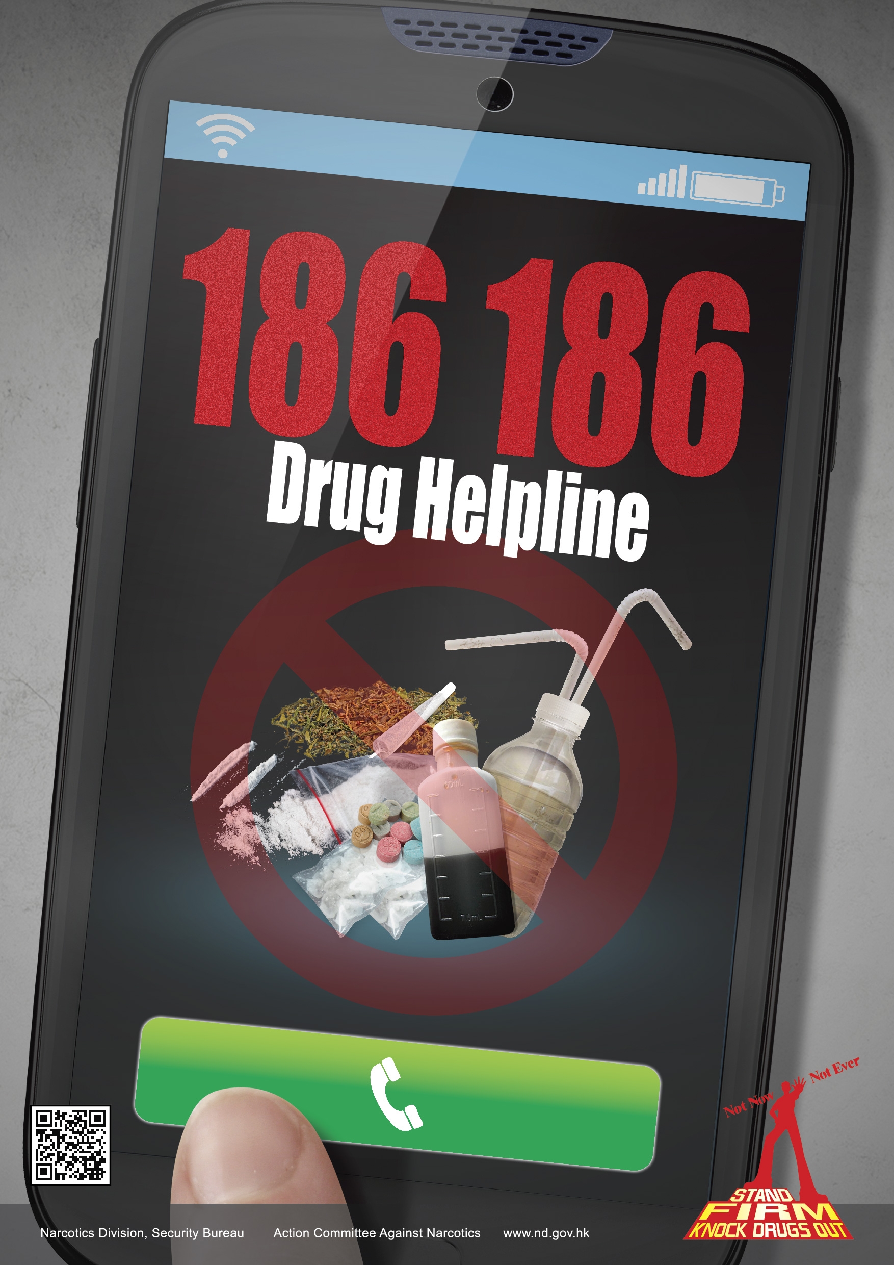 Anti-drug poster "186 186 Drug Helpline"